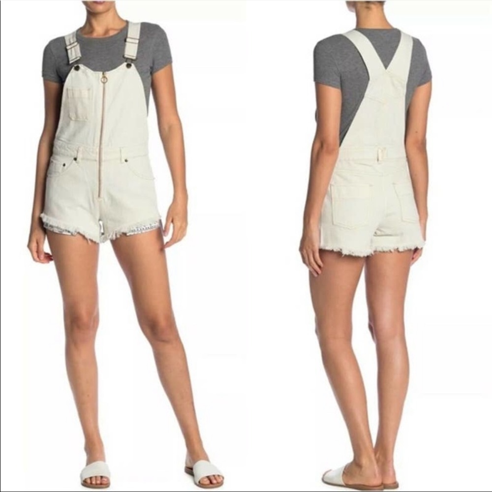 Free People Sunkissed Shortall Overalls White 6